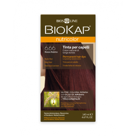 Краска для волос BioKap Nutricolor рубиново-красный тон 6.66, 140мл